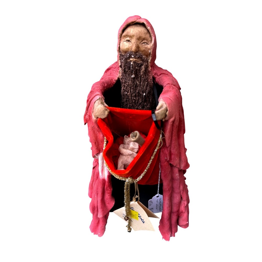 Vintage Folk Art Stump Jesus Carving Primitive Art Wood‎ Figure Hollow Whimsical